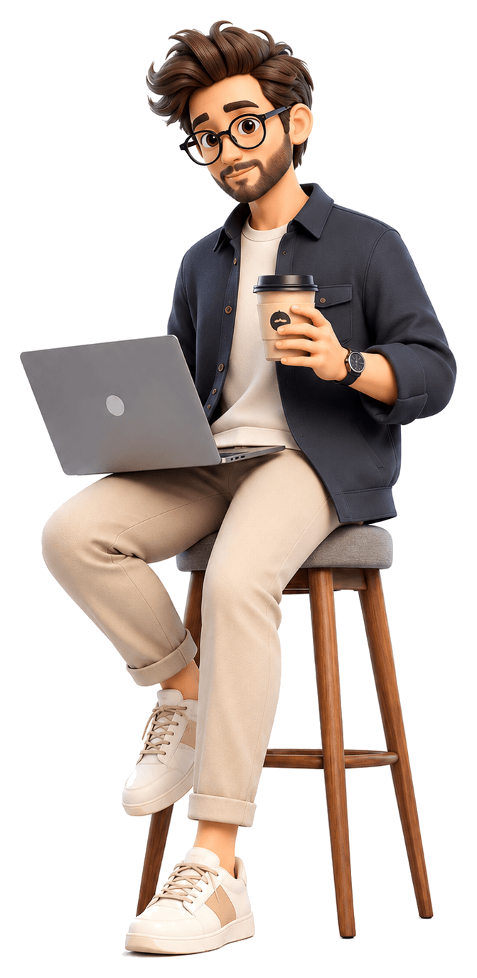 A Side Hustle Stephen creator working from a laptop with coffee.